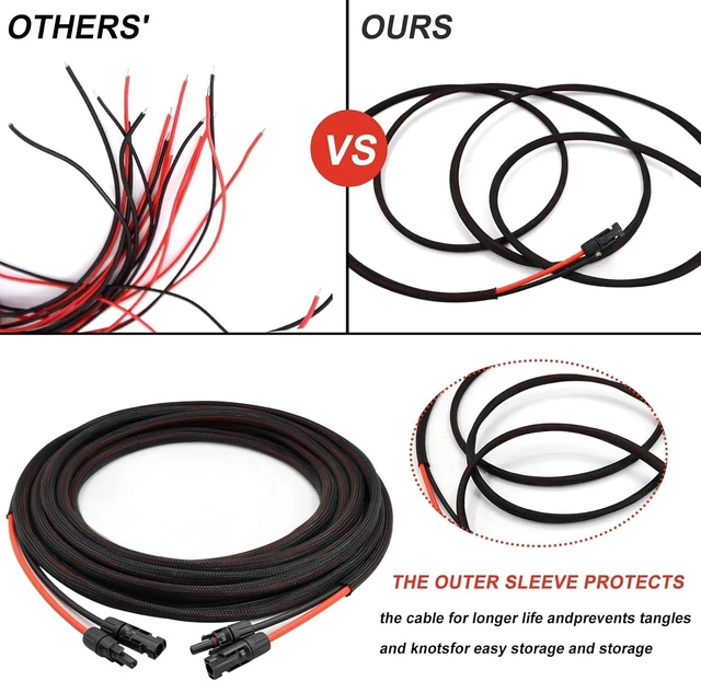 Alt view image 4 of 7 - Twin Wire 20FT Solar Extension Cable - 10AWG (6mm²) Solar Panel Connector, with 4 Pairs-IP67-Male/Female Solar connectors for Outdoor Automotive RV Boat Marine Solar Panel- Black & Red