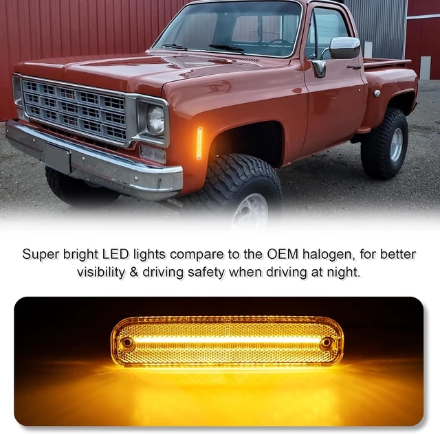 Alt view image 2 of 7 - Front LED Side Marker Light for 1973-1980 C/K Seires Suburban C10 C20 Truck