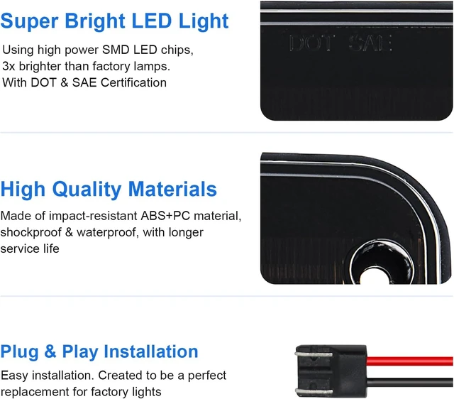 Alt view image 4 of 7 - Front LED Side Marker Light for 1973-1980 C/K Seires Suburban C10 C20 Truck
