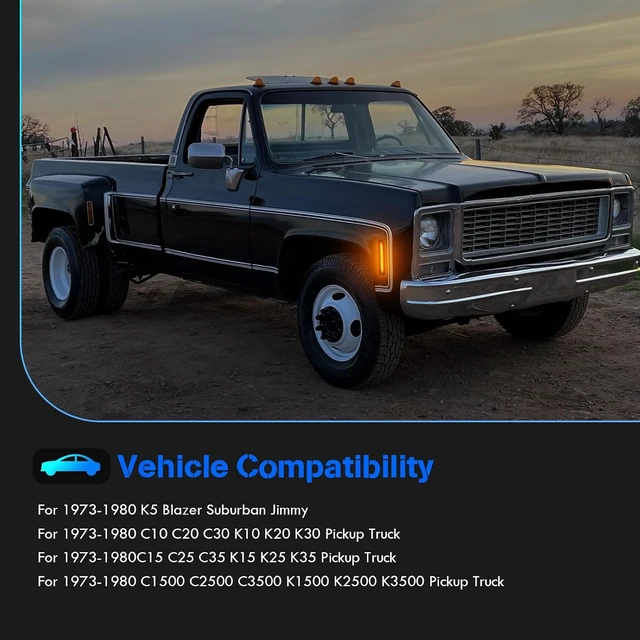 Alt view image 6 of 7 - Front LED Side Marker Light for 1973-1980 C/K Seires Suburban C10 C20 Truck