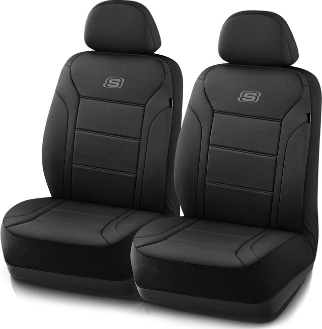 Main image of Memory Foam Car Seat Covers, Lycra Fabric Seat Cover, Car Seat Covers Front Seats Airbag Compatible, Automotive Comfort Protection for Most Cars, Trucks, SUVs, Black