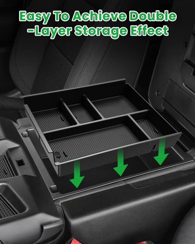 Alt view image 5 of 7 - Center Console Organizer, 2PCS Storage Tray Compatible with 2019-2025 Chevy Silverado/GMC Sierra 1500 & 2020-2025 Chevy Silverado/Sierra 2500HD 3500HD (Split-Bench Folding Seat)-Black