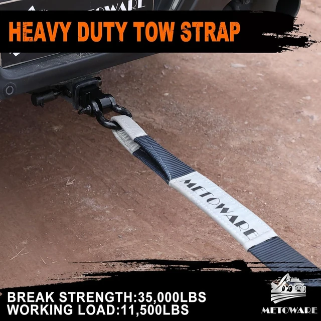 Alt view image 2 of 7 - Recovery Tow Strap Kit 3" x 20ft 35000 lbs Break Strength (Gray)