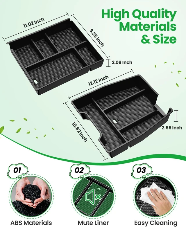 Alt view image 7 of 7 - Center Console Organizer, 2PCS Storage Tray Compatible with 2019-2025 Chevy Silverado/GMC Sierra 1500 & 2020-2025 Chevy Silverado/Sierra 2500HD 3500HD (Split-Bench Folding Seat)-Black