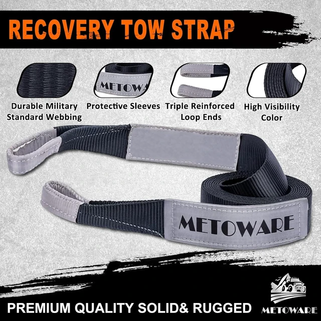 Alt view image 3 of 7 - Recovery Tow Strap Kit 3" x 20ft 35000 lbs Break Strength (Gray)