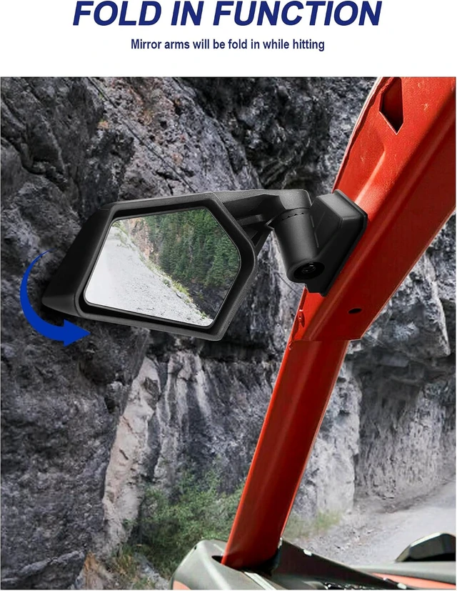 Alt view image 2 of 7 - X3 Side Mirrors, Adjustable Folding Maverick X3 Side Mirrors