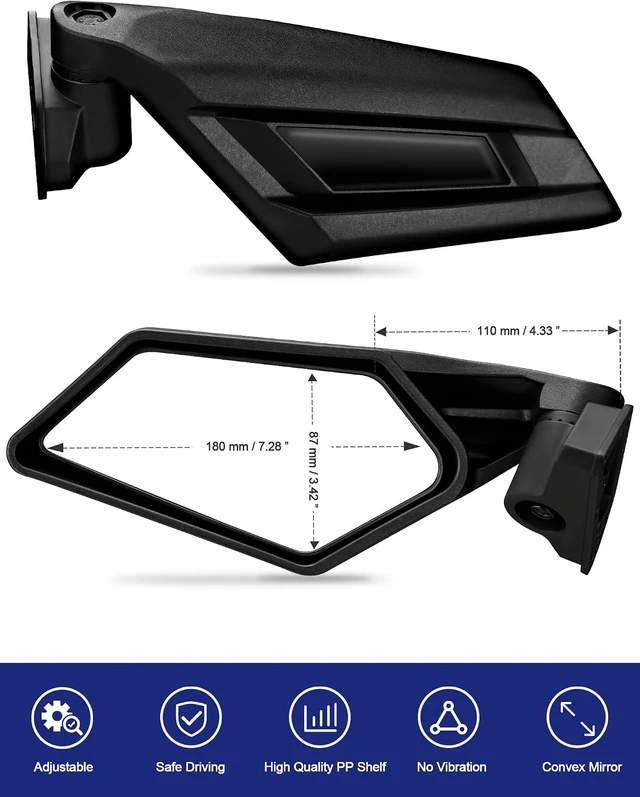 Alt view image 5 of 7 - X3 Side Mirrors, Adjustable Folding Maverick X3 Side Mirrors