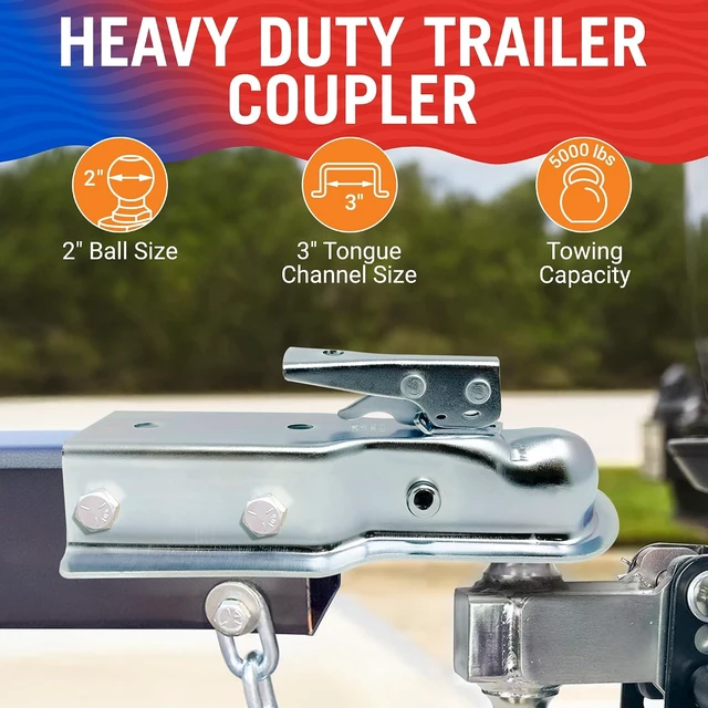 Alt view image 2 of 5 - Trailer Coupler 2 Inch Ball, Compatible with 3 Inch Channel Width