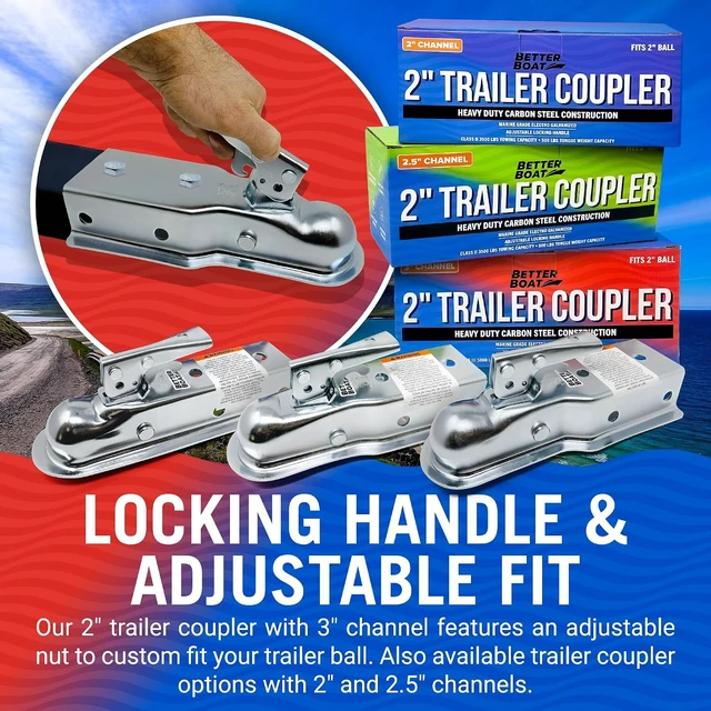 Alt view image 4 of 5 - Trailer Coupler 2 Inch Ball, Compatible with 3 Inch Channel Width