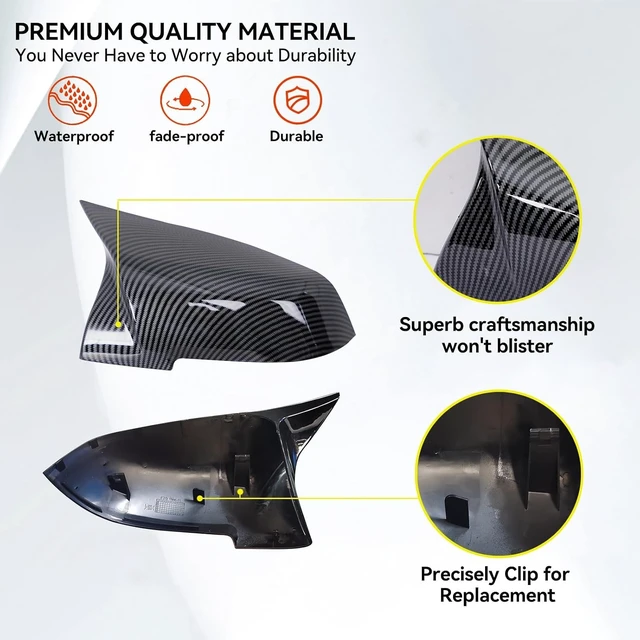 Alt view image 3 of 7 - Mirror Cover Caps Fit for F10 2014-2018 LCI Carbon Fiber Look