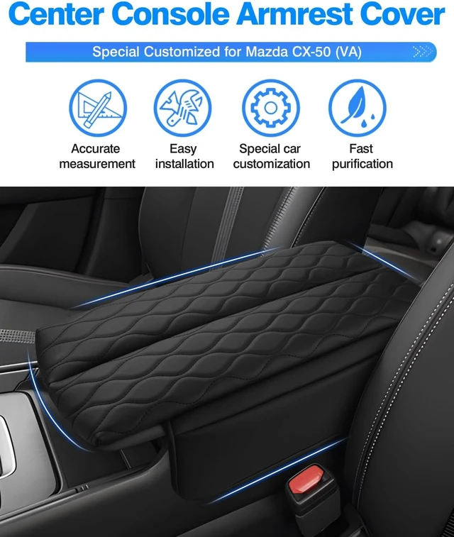 Alt view image 2 of 7 - Center Console Cover for 2023-2025 2026 Mazda CX-50 CX50/2026 CX-5 CX5 Accessories Armrest Cover with Pockets Leather Armrest Cushion Anti-Scratch Protector