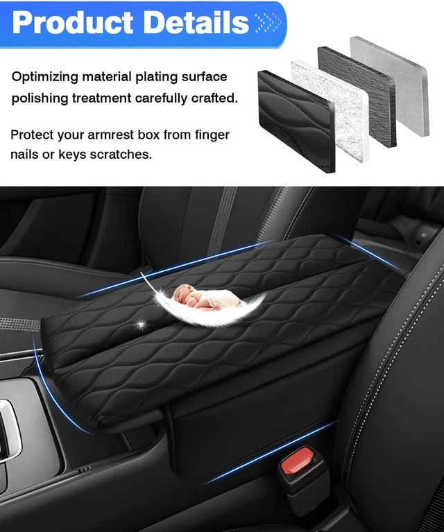 Alt view image 4 of 7 - Center Console Cover for 2023-2025 2026 Mazda CX-50 CX50/2026 CX-5 CX5 Accessories Armrest Cover with Pockets Leather Armrest Cushion Anti-Scratch Protector
