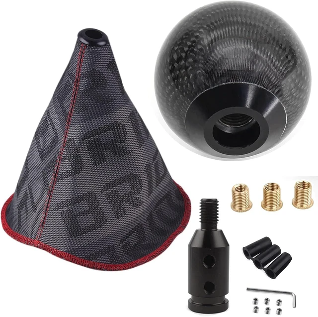 Main image of Fabric Shift Boot Cover with Round Ball Carbon Fiber Shift Knob