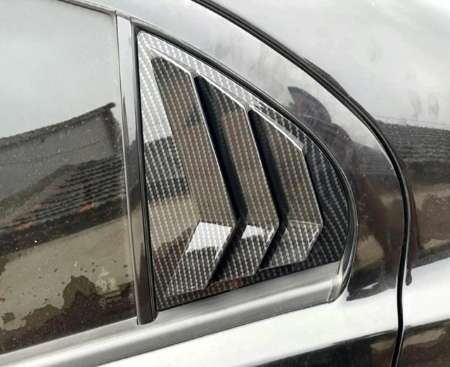 Alt view image 7 of 7 - for Mitsubishi Lancer 2008-2017 Carbon Fiber Black Rear Window Shutter Cover Trim 2pcs Car Accessories