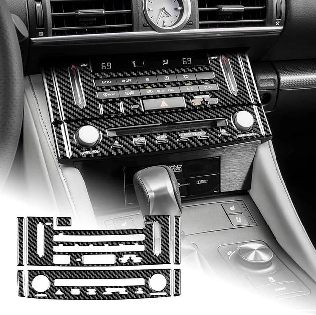 Main image of for Lexus RC Center Console CD AC Button Frame Carbon Fiber Center Control Panel Interior Decoration Accessories for Lexus RC300 RC350 RC200T 2015-2018, Type A, Black