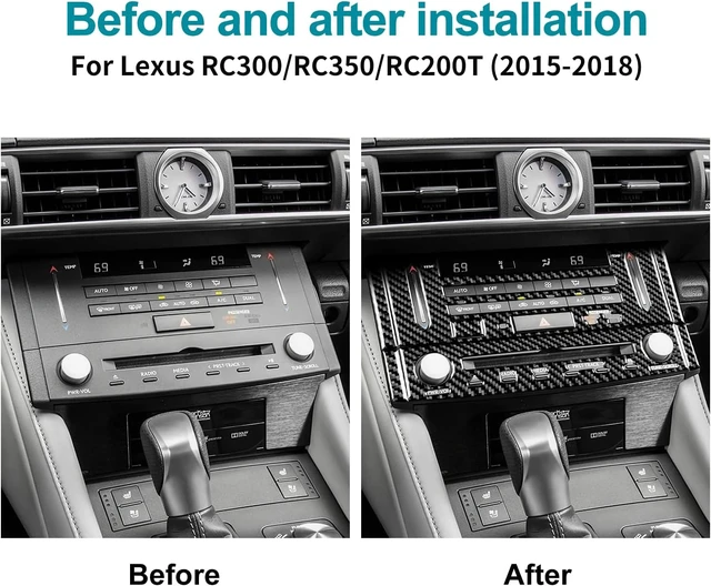 Alt view image 3 of 7 - for Lexus RC Center Console CD AC Button Frame Carbon Fiber Center Control Panel Interior Decoration Accessories for Lexus RC300 RC350 RC200T 2015-2018, Type A, Black