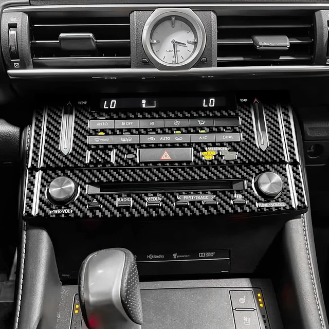 Alt view image 4 of 7 - for Lexus RC Center Console CD AC Button Frame Carbon Fiber Center Control Panel Interior Decoration Accessories for Lexus RC300 RC350 RC200T 2015-2018, Type A, Black