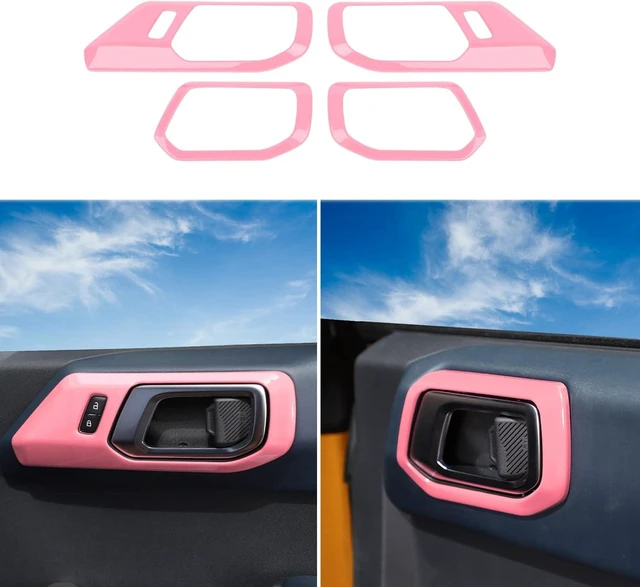 Main image of Inner Door Handle Cover Trim Compatible with 2021-2026 Ford Bronco Interior Accessories, Pink (Not for Bronco Sport)