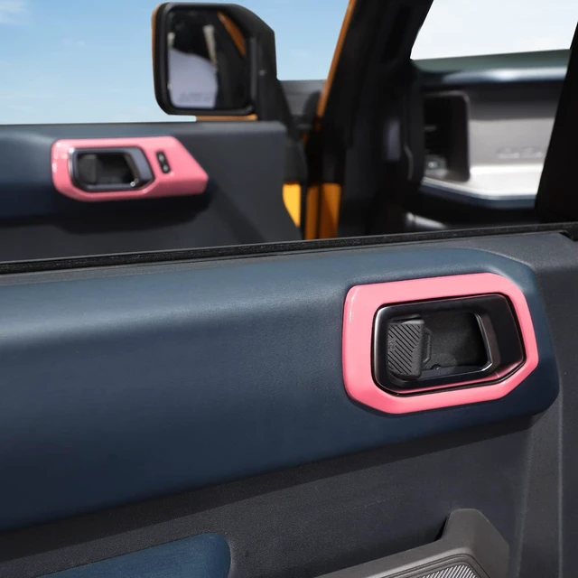 Alt view image 6 of 7 - Inner Door Handle Cover Trim Compatible with 2021-2026 Ford Bronco Interior Accessories, Pink (Not for Bronco Sport)
