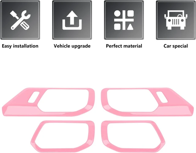 Alt view image 4 of 7 - Inner Door Handle Cover Trim Compatible with 2021-2026 Ford Bronco Interior Accessories, Pink (Not for Bronco Sport)