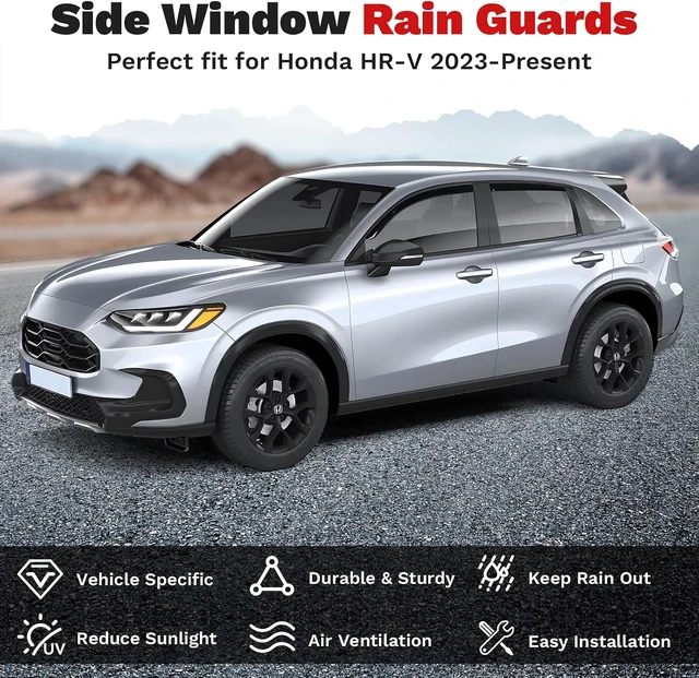 Alt view image 2 of 7 - Window Visors Rain Guards for Honda HR-V 2023-2025 2026 HRV Accessories, Outside-Mount Tape-On Side Window Wind Deflectors Vent Visors Shades Rainproof 4PCS