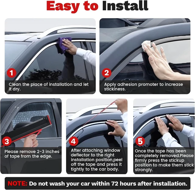 Alt view image 6 of 7 - Window Visors Rain Guards for Honda HR-V 2023-2025 2026 HRV Accessories, Outside-Mount Tape-On Side Window Wind Deflectors Vent Visors Shades Rainproof 4PCS