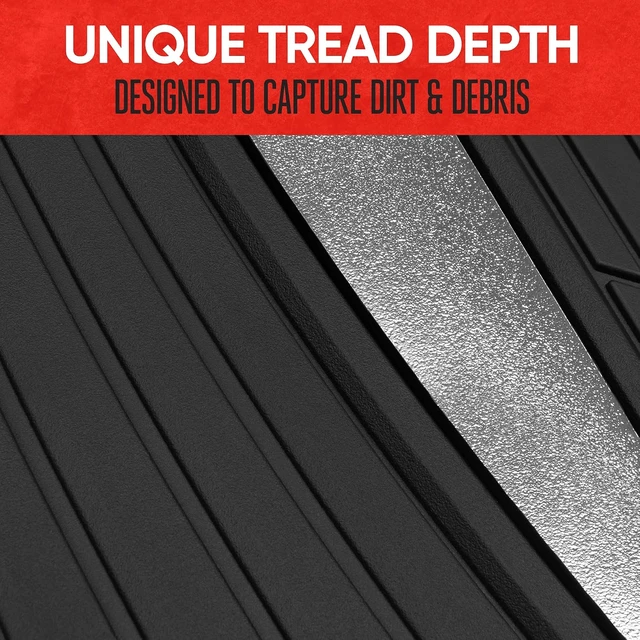 Alt view image 4 of 7 - ChromeTech Car Floor Mats Full Set - Durable Rubber Floor Mats for Cars with Two Tone Accent, All Weather Interior Protection for Front and Rear with Non-Slip Backing, Silver Chrome
