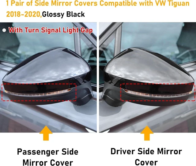 Alt view image 2 of 7 - For Volkswagen Tiguan Mirror Cap 2018-2020,Clip-on,Glossy Black,2PC