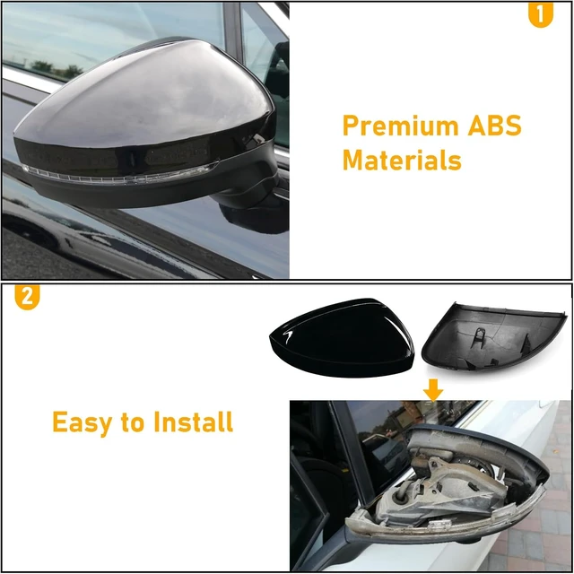 Alt view image 5 of 7 - For Volkswagen Tiguan Mirror Cap 2018-2020,Clip-on,Glossy Black,2PC