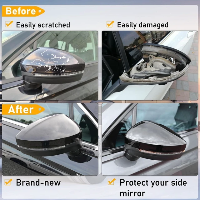 Alt view image 7 of 7 - For Volkswagen Tiguan Mirror Cap 2018-2020,Clip-on,Glossy Black,2PC