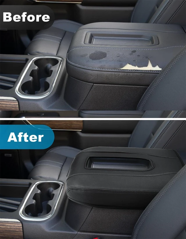 Alt view image 7 of 7 - Center Console Armrest Cover for GMC Sierra & Chevy Silverado 2019-2026, Tahoe & Yukon & Suburban 2021-2026, Floor Console Bucket Seat Only, Vinyl Leather Trim, Scratchproof, Black