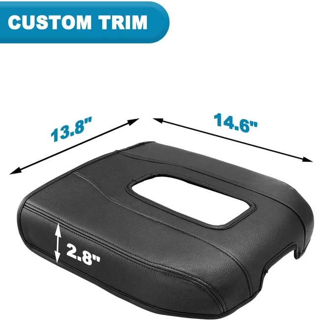 Alt view image 6 of 7 - Center Console Armrest Cover for GMC Sierra & Chevy Silverado 2019-2026, Tahoe & Yukon & Suburban 2021-2026, Floor Console Bucket Seat Only, Vinyl Leather Trim, Scratchproof, Black