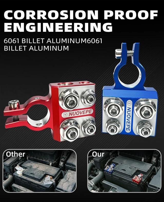 Alt view image 6 of 7 - 12-Way Car Battery Terminal Connectors, 2/0 & 2 AWG, M8/M6/M4 Studs