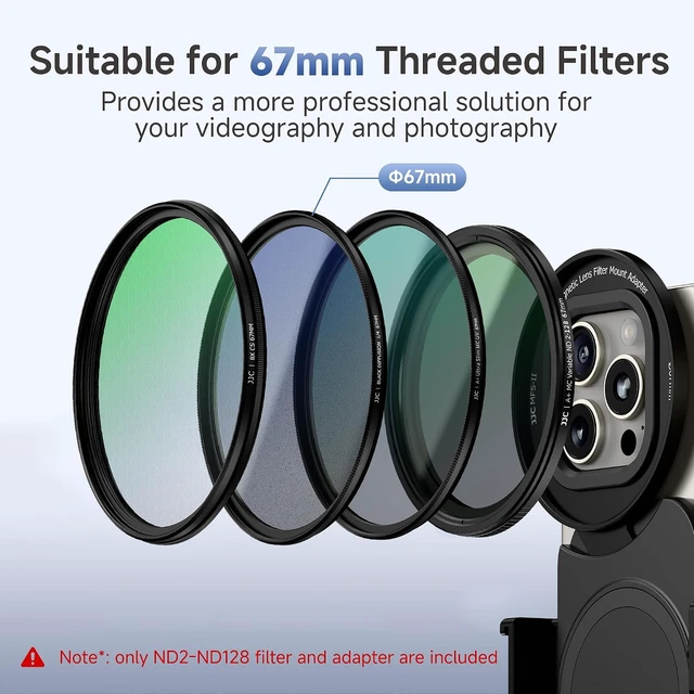 Alt view image 3 of 7 - ND Filter for iPhone, Lens Adapter with 67mm Variable ND2-128 Filter