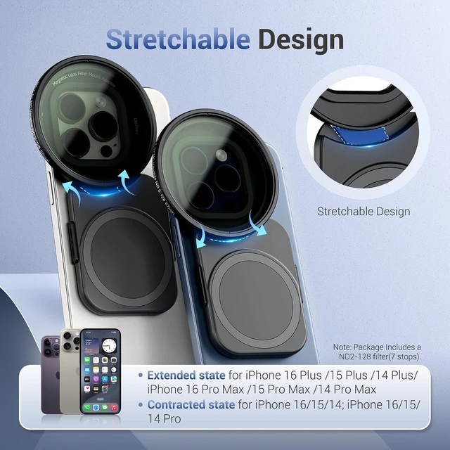 Alt view image 2 of 7 - ND Filter for iPhone, Lens Adapter with 67mm Variable ND2-128 Filter