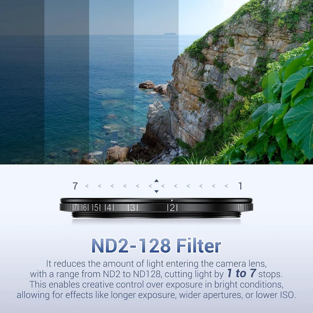 Alt view image 4 of 7 - ND Filter for iPhone, Lens Adapter with 67mm Variable ND2-128 Filter