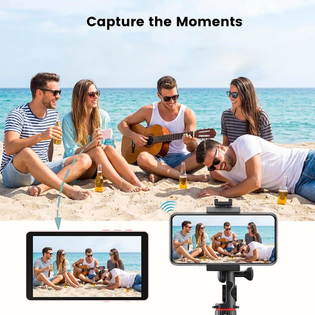 Alt view image 7 of 7 - Magnetic Selfie Monitor Screen for iPhone & Android, 4K Wireless Vlog Screen with Remote, 180° Rotation & Screen Mirroring Content Creator Essentials for TikTok, YouTube Live Streaming (Pink)