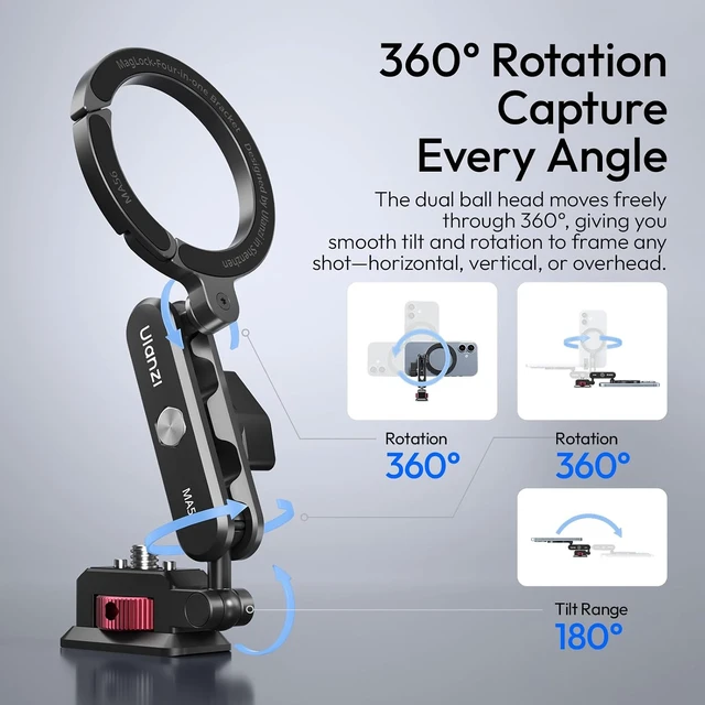 Alt view image 3 of 7 - MA56 Aluminum Magnetic Phone Tripod Mount w 1/4" Screw Arca Base