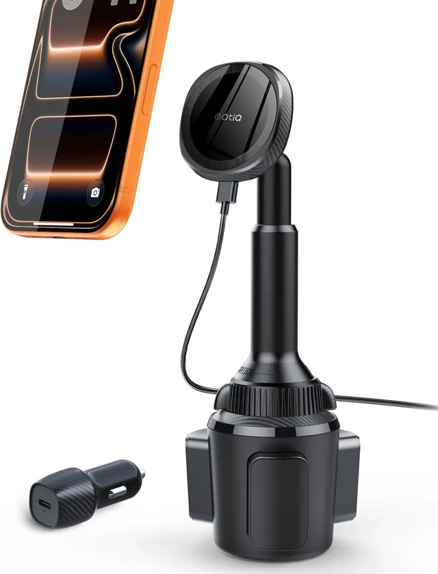 Main image of for MagSafe Wireless Car Charger Cup Holder Mount Compatible with iPhone 17/16/15/14/13/12, Magnetic Car Phone Mount 15W Fast Charging Telescopic Arm Heat Dissipation System, with PD 30W Adapter