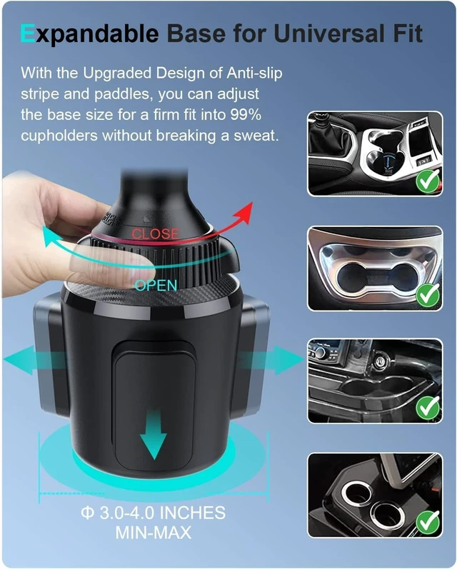 Alt view image 5 of 7 - for MagSafe Wireless Car Charger Cup Holder Mount Compatible with iPhone 17/16/15/14/13/12, Magnetic Car Phone Mount 15W Fast Charging Telescopic Arm Heat Dissipation System, with PD 30W Adapter