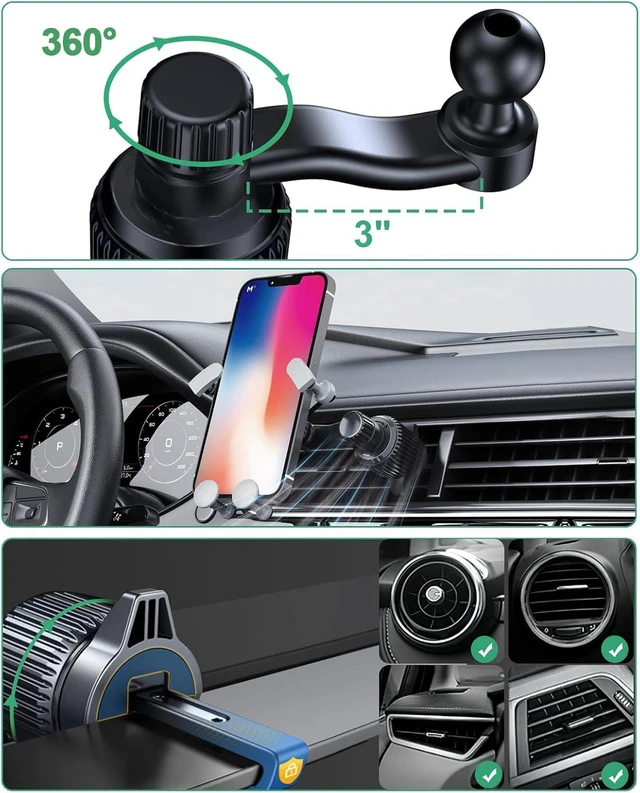 Alt view image 2 of 7 - Z Fold 8 Car Mount Accessories, Gravity Linkage, 2 Pack Vent Clips