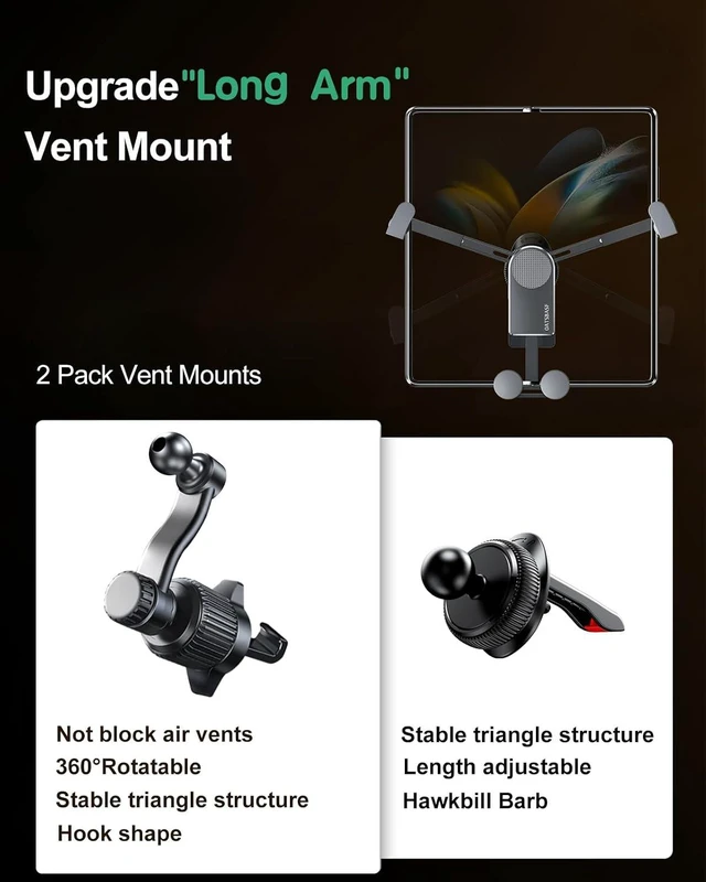 Alt view image 3 of 7 - Z Fold 8 Car Mount Accessories, Gravity Linkage, 2 Pack Vent Clips