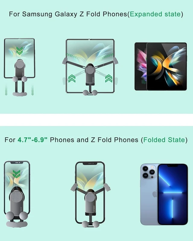 Alt view image 4 of 7 - Z Fold 8 Car Mount Accessories, Gravity Linkage, 2 Pack Vent Clips