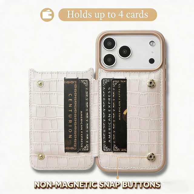 Alt view image 5 of 7 - for iPhone 17 Pro Max Wallet Case with Card Holder and Ring Beige