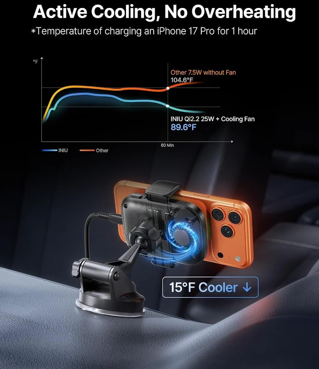 Alt view image 3 of 7 - MagSafe Car Mount Charger, Original Qi2.2 Certified 25W Fast Charging