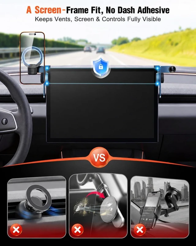 Alt view image 4 of 7 - Magnetic Phone Mount for Tesla Model 3/Y Center Screen, Holder for MagSafe