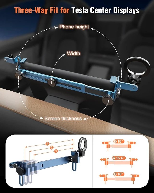 Alt view image 3 of 7 - Magnetic Phone Mount for Tesla Model 3/Y Center Screen, Holder for MagSafe
