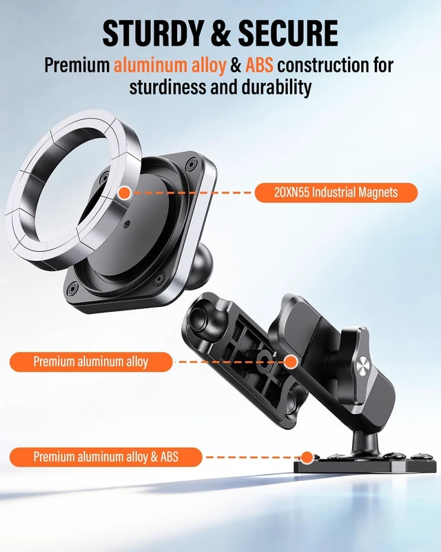 Alt view image 7 of 7 - Alloy Magnetic Phone Mount for Boat/Truck/Car/Wall, Drill Base
