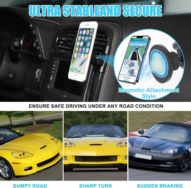 Alt view image 2 of 7 - Car Phone Holder for Corvette C6 2005-2013 Magnetic Aluminum Centre Console 360 Rotatable Fixed Mobile Phone Mount Holder for Car Fit for iPhone Android&Universally Smartphones (Side)