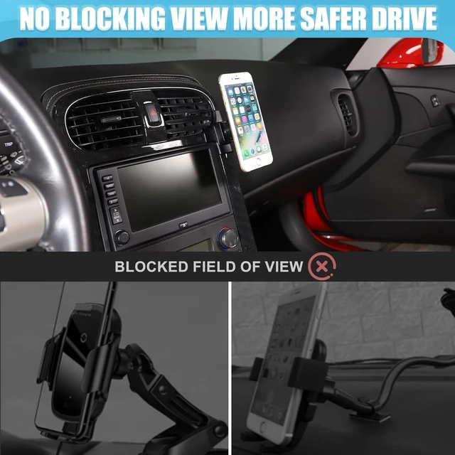 Alt view image 6 of 7 - Car Phone Holder for Corvette C6 2005-2013 Magnetic Aluminum Centre Console 360 Rotatable Fixed Mobile Phone Mount Holder for Car Fit for iPhone Android&Universally Smartphones (Side)